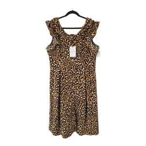 New Who Wear What Shirt Dress Women XXL Animal Print Ruffle Layered Colorful